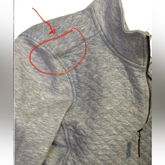 LL Bean Women’s Quilted Quarter Zip Pullover Kangaroo Pocket Sweater Size M Gray - Picture 11 of 11